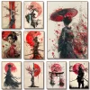 Affiche d’art japonaise samouraï Geisha parapluie bonsaï Sakura, peinture sur toile de paysage, imprimés muraux, image pour décoration de chambre et de maison Affiche d’art japonaise samouraï Geisha parapluie bonsaï Sakura, peinture sur toile de paysage, imprimés muraux, image pour décoration de chambre et de maison