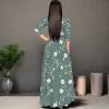 robe longue portefeuille pour femmes, col en v, manches 3/4, taille haute, mi longue, robes d'invitées de mariage élégantes avec ceinture
