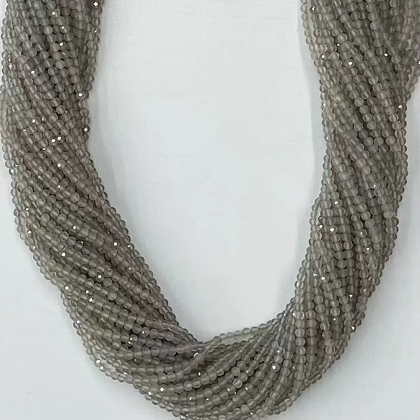Perles rondes en Agate grise naturelle pour femmes, perles amples, fabrication de bijoux, bracelet et collier, 38cm, fabricant, vente en gros Perles rondes en Agate grise naturelle pour femmes, perles amples, fabrication de bijoux, bracelet et collier, 38cm, fabricant, vente en gros