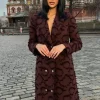 mode gland modèle trench long coupe vent femmes texture revers double boutonnage manteaux dame automne hiver chic nouveaux vêtements d'extérieur