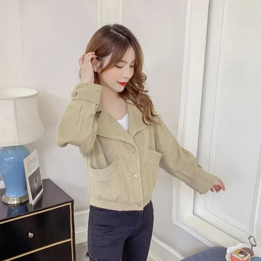 veste courte doublée en velours côtelé pour femme, vêtements élégants, mode jeune, promotion, printemps, automne, mixte, harajuku, 2025 veste courte doublée en velours côtelé pour femme, vêtements élégants, mode jeune, promotion, printemps, automne, mixte, harajuku, 2025