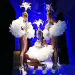Costume d&rsquo;équipe de danse Gogo pour discothèque, Bar, horloge blanche, strass, Bikini, couvre-chef en plumes, DJ danseuse, Festival, tenues de scène Rave