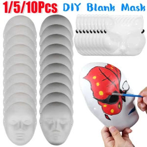 1-10 pièces bricolage masques complets blanc chat renard masque Halloween Cosplay peintable Couple demi-animal fête artisanat accessoire pour la fête