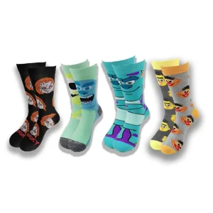 En 2024, le nouveau design était populaire et l&rsquo;image de dessin animé des chaussettes pour hommes était des chaussettes Crew.