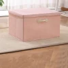 boîte de rangement de style japonais, type tiroir, boîte d'organisation couverte durable, tissu en coton et lin avec couvercle, bacs pliables pour chambre d'enfants