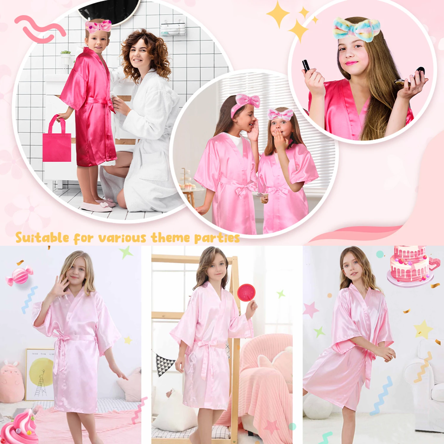 6 15 ensemble kimono fille peignoir anniversaire équipe robe satin soie robe pyjama fête faveur jetable spa fête bandeau pantoufles 6 15 ensemble kimono fille peignoir anniversaire équipe robe satin soie robe pyjama fête faveur jetable spa fête bandeau pantoufles