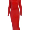 bangniweigou robe mi longue froncée à taille ronde pour femme, manches longues, robe de soirée moulante, robe fourreau élégante, automne