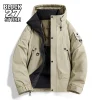 Veste d’hiver Harajuku pour hommes, manteau en coton épais à capuche, imperméable, bande magique, Badge de bras, chaud, multi-poches, Style à la mode Veste d’hiver Harajuku pour hommes, manteau en coton épais à capuche, imperméable, bande magique, Badge de bras, chaud, multi-poches, Style à la mode