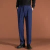 pantalon tombant britannique bleu marine, tendance et à la mode pour hommes, pantalon de costume d'affaires droit décontracté conique