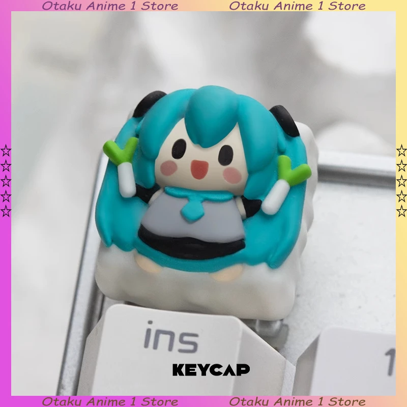 dessin animé hatsune miku 3d clavier décoration miku rin len keycap pour axe transversal clavier mécanique accessoires dessin animé hatsune miku 3d clavier décoration miku rin len keycap pour axe transversal clavier mécanique accessoires