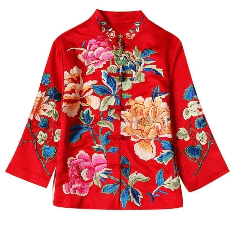 chemisier brodé style ethnique rétro broderie chemisier chinois femmes nouveau style veste manteau en coton ample femmes automne hanfu chemisier brodé style ethnique rétro broderie chemisier chinois femmes nouveau style veste manteau en coton ample femmes automne hanfu