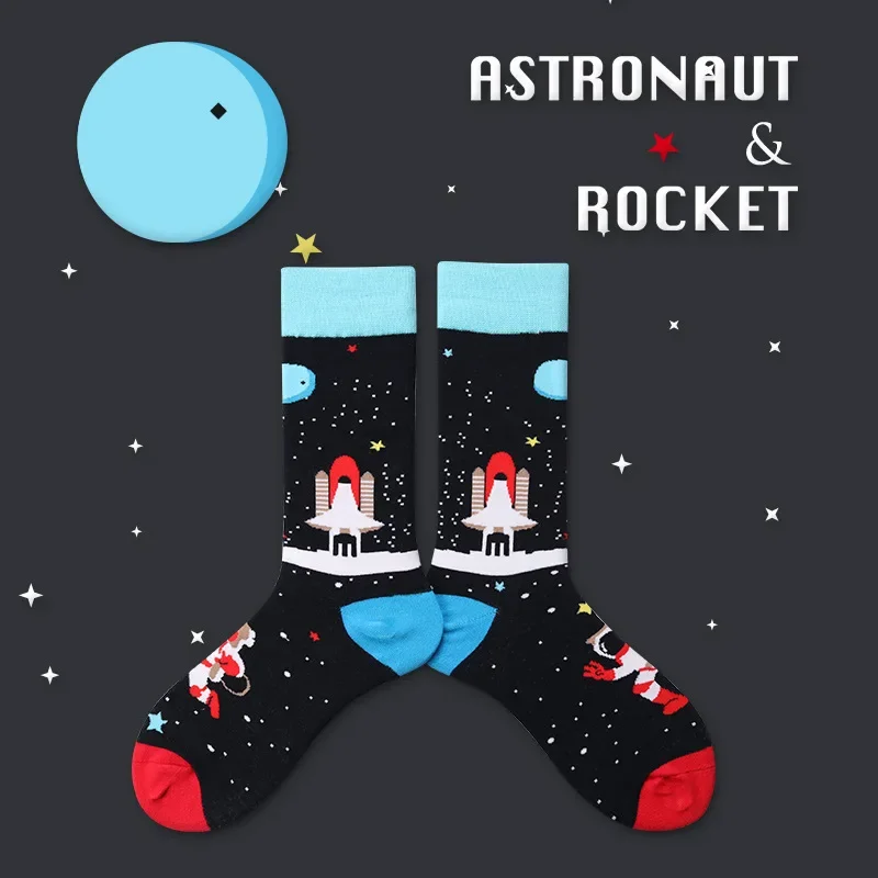 chaussettes de l'espace extérieur, 1 socquettes créatives en coton, pour couple, dessin animé alien, nouvelle collection automne et hiver 2021 chaussettes de l'espace extérieur, 1 socquettes créatives en coton, pour couple, dessin animé alien, nouvelle collection automne et hiver 2021