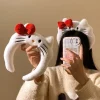 kawaii sanrio hello kitty bandeau en peluche mignon anime kt chat arc en peluche bandeau coiffure cheveux accessoires filles chapeaux cadeau