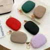 pochette porte clés de style coréen | mini pu (cuir pu imperméable, fermeture à glissière, poches intérieures élastiques)