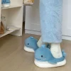 pantoufles de maison douces et moelleuses pour femmes, confortables, antidérapantes, mignonnes baleines, décontractées, chaussures d'intérieur de dessin animé kawaii pour la maison