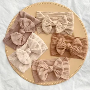 Joli bandeau pour nouveau-né fille, tricot élastique, Turban pour enfants, nœuds en Nylon doux, couvre-chef pour enfants, accessoires pour cheveux