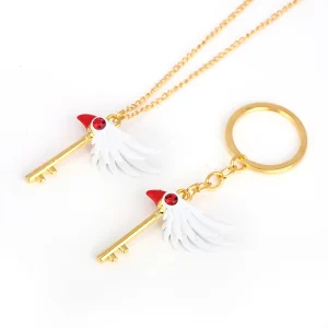 Anime carte Captor Sakura porte-clés Kinomoto Sakura étoile baguette pendentif porte-clés pour femmes hommes enfants bijoux accessoires