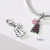 breloques japonais en argent sterling 925, fleurs de cerisier, adaptées aux bracelets originaux 925, cadeau pour femmes, bijoux, pendentif à la mode, bricolage