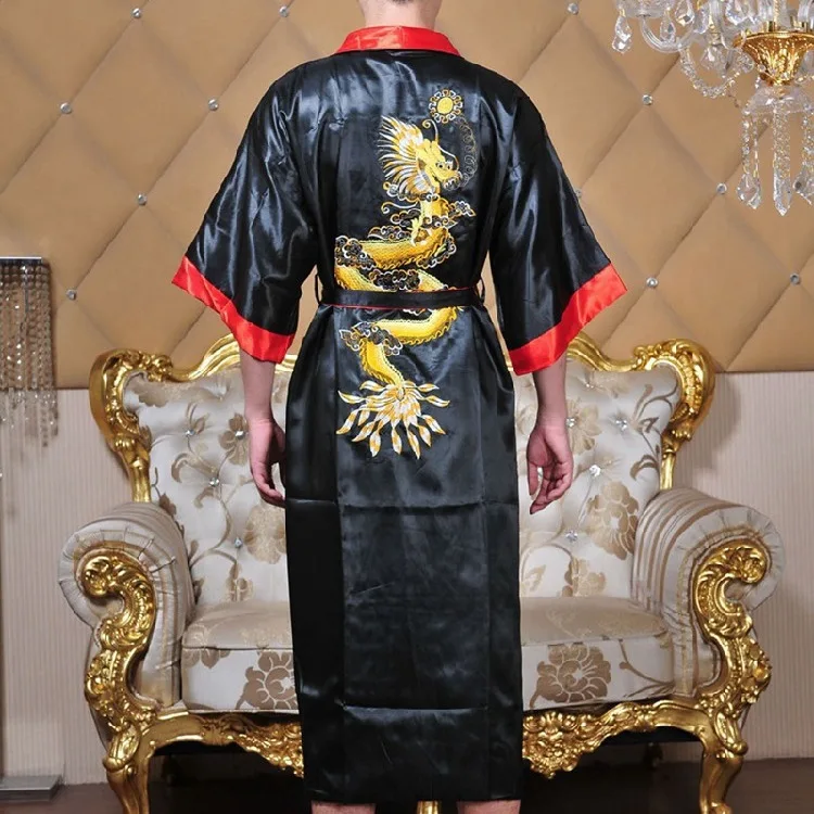 peignoir kimono brodé à deux côtés pour hommes, robe dragon traditionnelle, vêtements de nuit pour la maison peignoir kimono brodé à deux côtés pour hommes, robe dragon traditionnelle, vêtements de nuit pour la maison