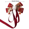 Épingle à cheveux à nœud rouge avec glands, décor de renard, long ruban, style célébration du nouvel an chinois, pince à cheveux avec nœud de dessin animé, accessoire pour cheveux