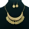 ensemble de bijoux ethniques tribaux gitanes pour femmes, tour de cou boho, colliers de la présidence, déclaration vintage, pièce de monnaie, gland, collier en biscuits, boucles d'oreilles
