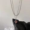 collier pendentif rose incrusté de strass de luxe à la mode, charmant bijoux de fête de banquet, chaîne de clavicule, cadeaux de vacances