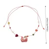 collier de perles de fruits coréens, bijoux colorés, fleur en cristal, bohème, ras du cou chic, fait à la main, clavicule pour dame