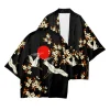 grue et caractère chinois kimono traditionnel japonais hommes et femmes cardigan yukata enfants été nouveau vêtement de plage à la mode haori