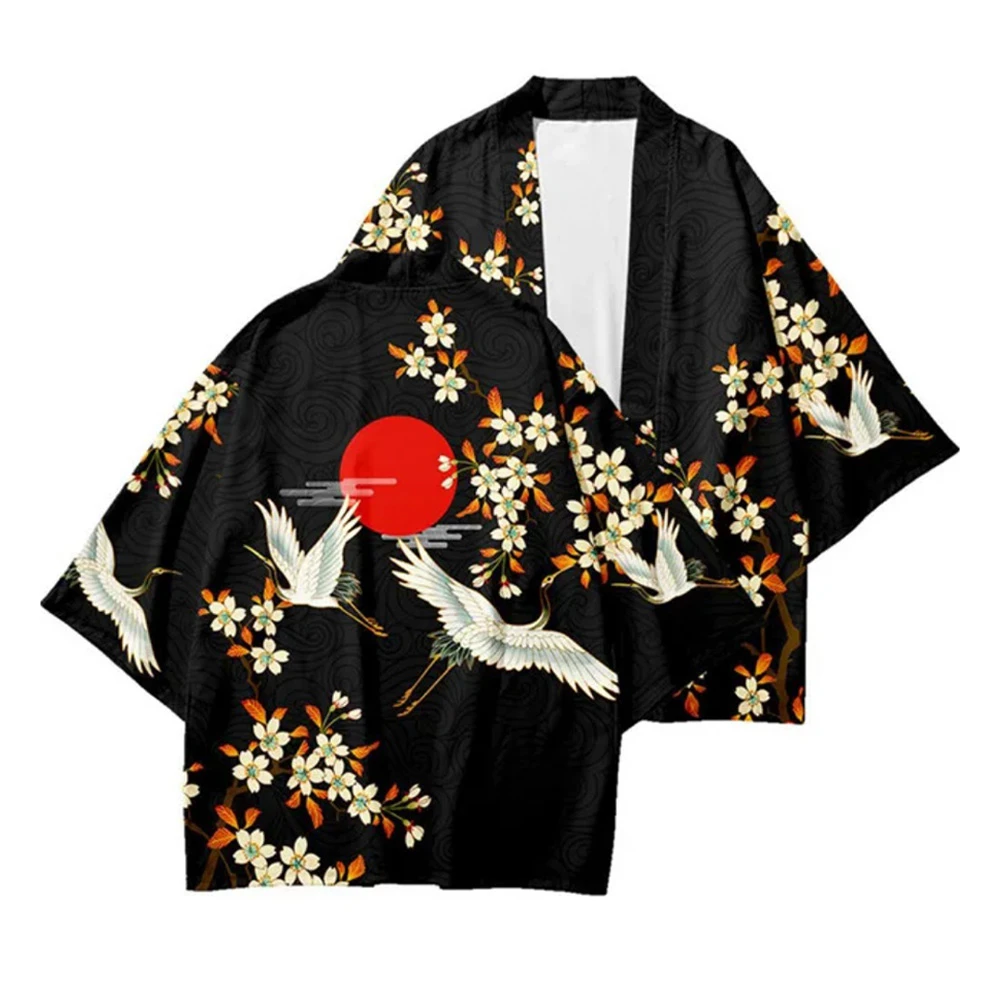 grue et caractère chinois kimono traditionnel japonais hommes et femmes cardigan yukata enfants été nouveau vêtement de plage à la mode haori grue et caractère chinois kimono traditionnel japonais hommes et femmes cardigan yukata enfants été nouveau vêtement de plage à la mode haori