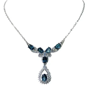ZECAA topaze bijoux fins topaze collier pendentif avec naturel topaze bleue de londres pierre précieuse 5*7mm opaze collier pendentif bijoux ZECAA topaze bijoux fins topaze collier pendentif avec naturel topaze bleue de londres pierre précieuse 5*7mm opaze collier pendentif bijoux