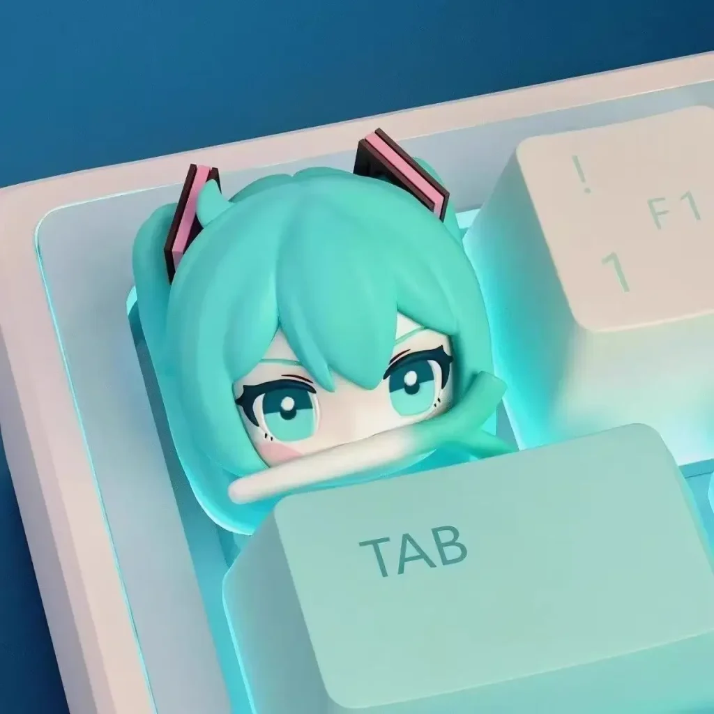Mignon Hatsune Miku bricolage Keycaps Anime personnalité axe transversal PBT clavier mécanique Keycap décoration dessin animé résine Keycaps cadeaux