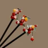 bâton de cheveux vintage avec pompon en perles de fleurs pour femmes, nouveau style chinois, épingle à cheveux hanfu en bois irrégulière, couvre chef, accessoires bijoux