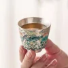 tasse à thé en céramique plaquée argent, tasse principale de poisson peinte à la main, bol à thé rétro, service à thé chinois kung fu, verres, service à thé, cérémonie du thé
