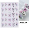 autocollants pour ongles 3d en marbre rose, étiquettes adhésives, motif aquarelle, fleurs, feuilles, art de manucure et de pédicure, lastz sj031