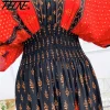 robe longue en ulstyle bohème pour femmes, vêtement décontracté, élégant, rétro, bohème, col en v, imprimé coréen, été
