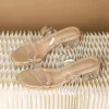 pantoufles à talons bas pour femmes, tongs transparentes, chaussures uniques et confortables, sandales en h indépendantes