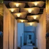 japonais wabi sabi pendentif led lumières bambou rotin lustre lampes à suspension pour salon salle à manger chambre décoration de la maison lustre