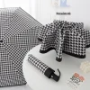 Parapluie, coupe-vent, résistant à la pluie, pied-de-poule, style britannique à la mode, parasol de voyage, parapluie automatique pliant Portable