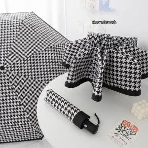 Parapluie, coupe-vent, résistant à la pluie, pied-de-poule, style britannique à la mode, parasol de voyage, parapluie automatique pliant Portable