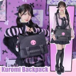 Kuromi sac à dos mignon grande capacité femmes à la mode pochette d&rsquo;ordinateur simplicité Style scolaire japonais mode sac à bandoulière cadeaux
