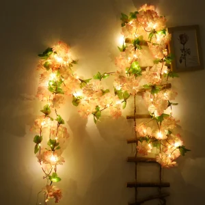 Fleur de cerisier lumière LED fleurs artificielles vignes pour fête de mariage décoration de la maison tenture murale jardin arc ornement de noël