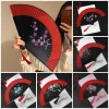 Éventail plié imprimé de fleurs de style chinois, exquis, portable, pompon, classique, rétro, kimono, décoration de la maison