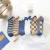 10 paires de chaussettes confortables à rayures en grille, chaussettes tubulaires colorées antidérapantes pour femmes, bonneterie fine, simples, mi mollet, automne