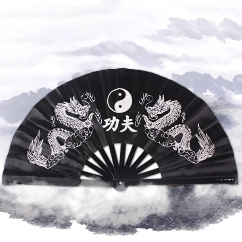 Éventail pliant en plastique dragon kung fu chinois et japonais, grande main d'environ 34x63cm, 1 pièce Éventail pliant en plastique dragon kung fu chinois et japonais, grande main d'environ 34x63cm, 1 pièce