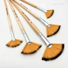 5 pièces pinceaux en éventail pinceau en éventail pour peinture manche en bois pinceaux peinture avec brosses à cheveux en nylon ensemble brosse en éventail pour acry