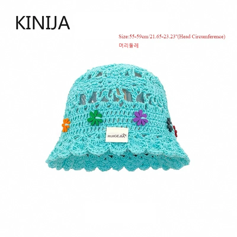 korean handmake bucket hat flower decoration knitted hollow basin hat women's summer thin breathable sunshade sun cap gorras korean handmake bucket hat flower decoration knitted hollow basin hat women's summer thin breathable sunshade sun cap gorras