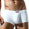 sous vêtements plats pour hommes, en coton synthétique, haute élasticité, surélevés, décoration de boutons, coupe slim confortable, couleur unie
