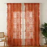 Rideau français en dentelle florale, 2 pièces, bord à volants, rétro rustique, transparent, en gaze brodée, pour chambre à coucher Rideau français en dentelle florale, 2 pièces, bord à volants, rétro rustique, transparent, en gaze brodée, pour chambre à coucher