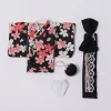 obitsu kimono uni à motif multicolore antique, ensemble de vêtements de beurre, accessoires vestisens, 11 gsc, ob11