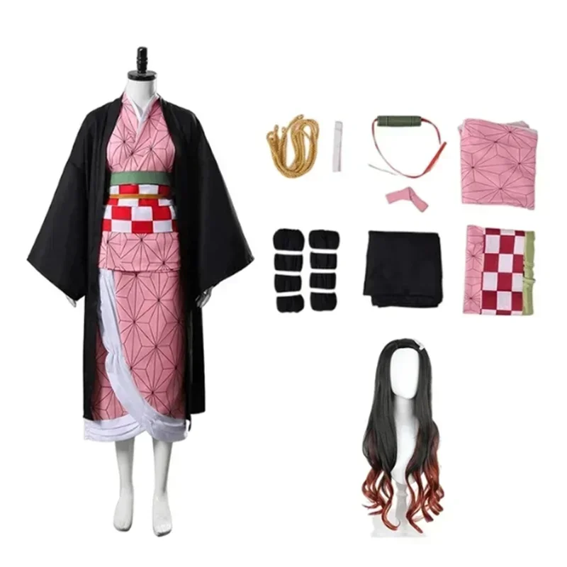 Costume de Cosplay Nezuko pour Halloween, Anime Demon Slayer, Kimono Kimetsu No Yaiba Kamado Nezuko, perruque pour femmes, 2025 Costume de Cosplay Nezuko pour Halloween, Anime Demon Slayer, Kimono Kimetsu No Yaiba Kamado Nezuko, perruque pour femmes, 2025